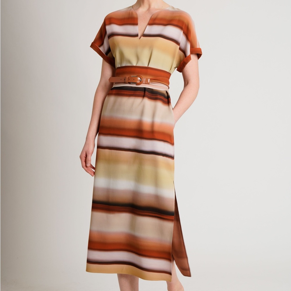 Lafayette 148 New York Multicolor Striped Midi Dress